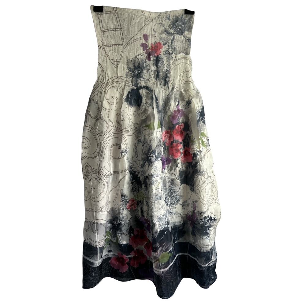Lapis One Size Boho Y2K‎ Ribbed Strapless Shimmer Convertible Dress to Skirt